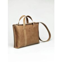 ASYMMETRIC - prémium bőr kézitáska / messenger táska - natúr barna