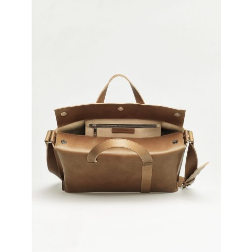 ASYMMETRIC - prémium bőr kézitáska / messenger táska - natúr barna