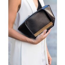 PONS - prémium bőr női borítéktáska - fekete