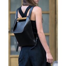 PONS - prémium bőr női mini hátitáska - fekete