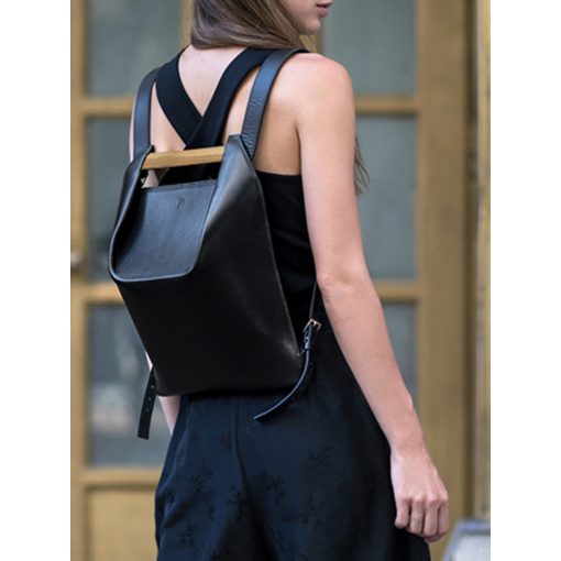 PONS - prémium bőr női mini hátitáska - fekete