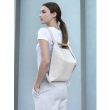 PONS - prémium bőr női mini hátitáska - beige