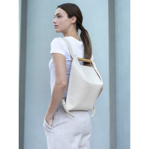 PONS - prémium bőr női mini hátitáska - beige