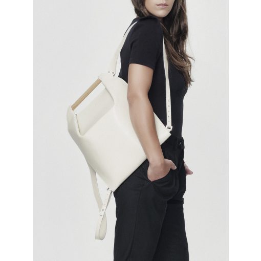 PONS - prémium bőr női mini hátitáska - beige