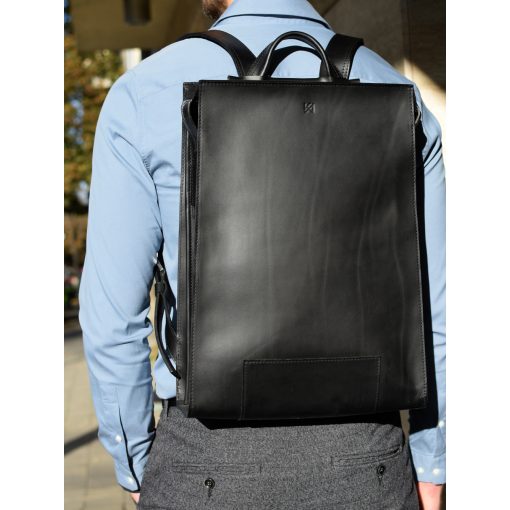 EAVES - prémium bőr férfi hátitáska - fekete
