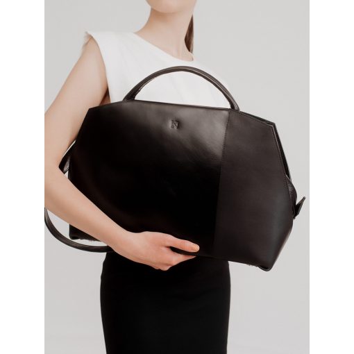 BUSINESS - prémium bőr női kézitáska és válltáska - large -fekete