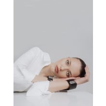 BUSINESS - prémium bőr női karkötő - dupla - fekete